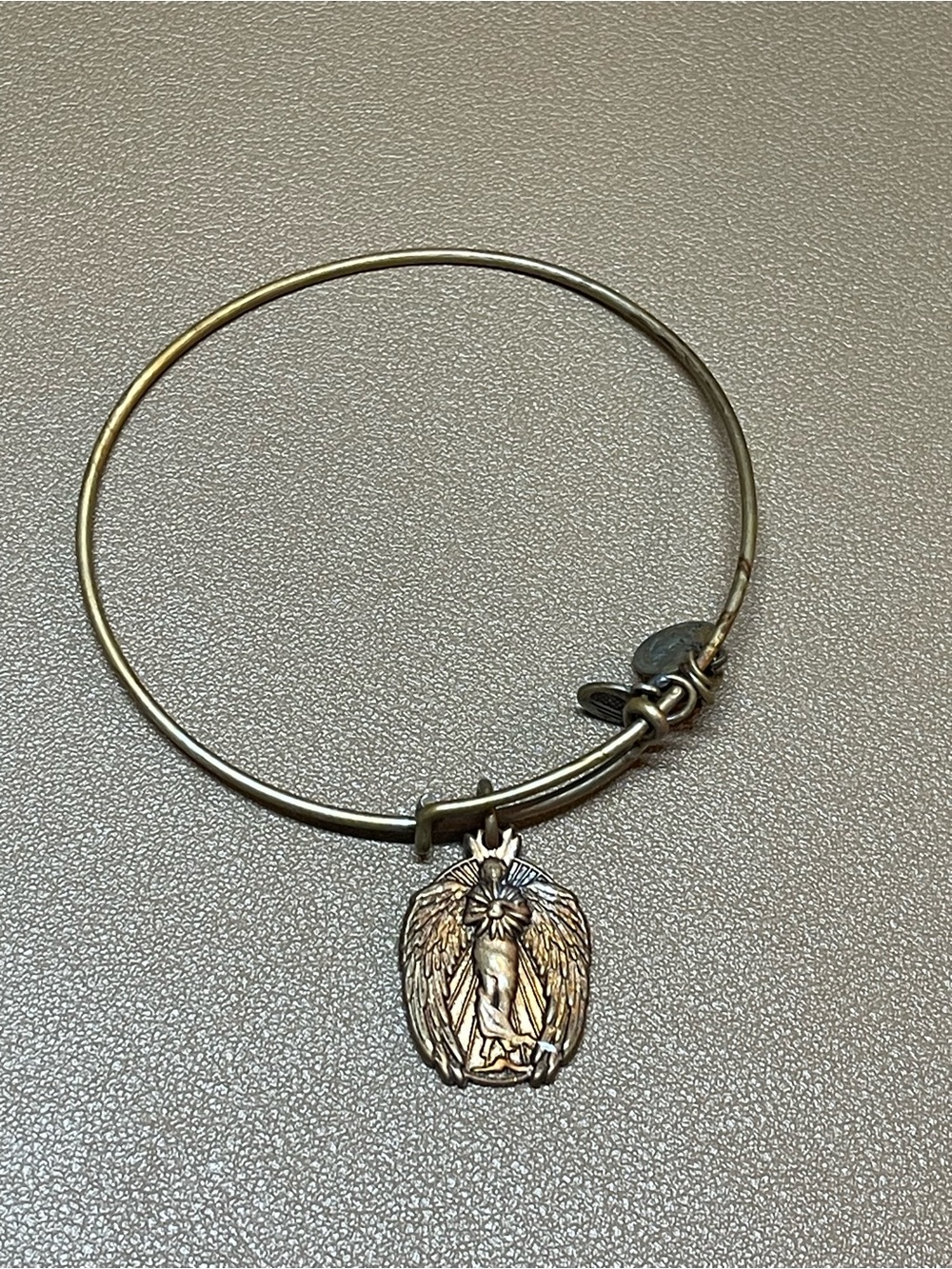 Alex and Ani Guardian of Knowledge Winged Angel Medallion Gold Bangle Bracelet